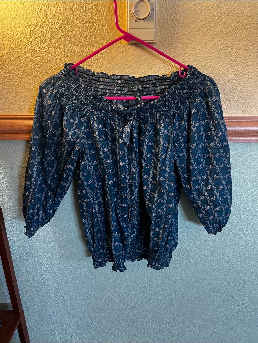 Lauren Ralph Lauren Blue Floral Blouse | Preppy Y2K Style | XS